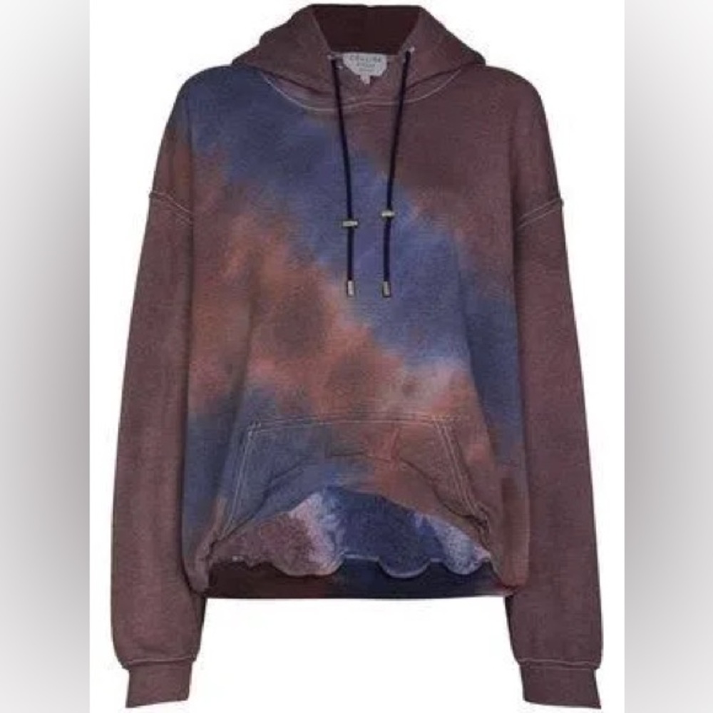 Collina Strada Tie-Dye Gathered-Hem Hoodie - Brown